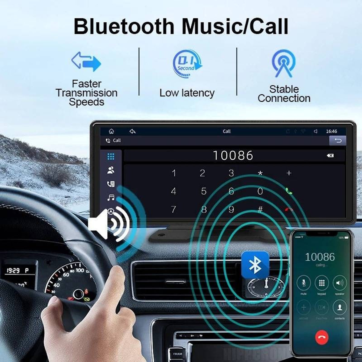 10.26-Inch Car Stereo Touchscreen With Wireless Carplay Android Auto Bluetooth And Backup Camera Input - Image 6