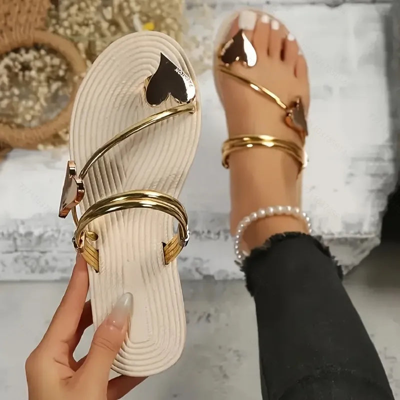 NOVA | Women Capri Sandals – Gold Strap Flat Sandals