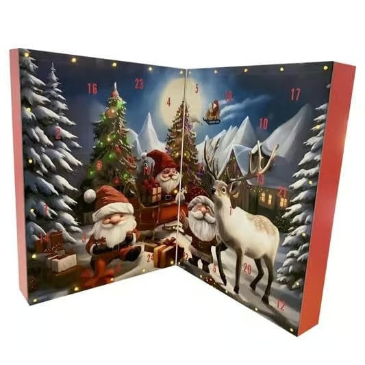 24 Handcrafted Gnome Christmas Advent Calendar With Lights And Cheerful Tunes - Image 1