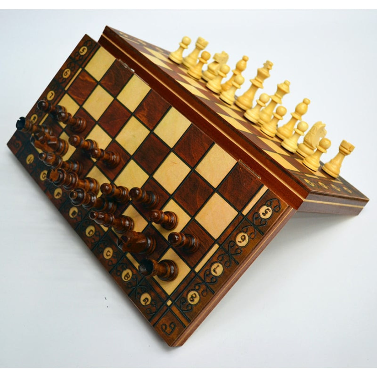 3 In 1 Chess Set Wooden Folding Magnetic Board Game - Image 1