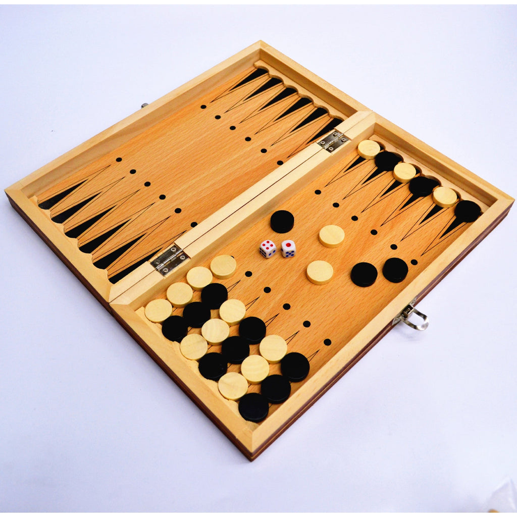 3 In 1 Chess Set Wooden Folding Magnetic Board Game - Image 2