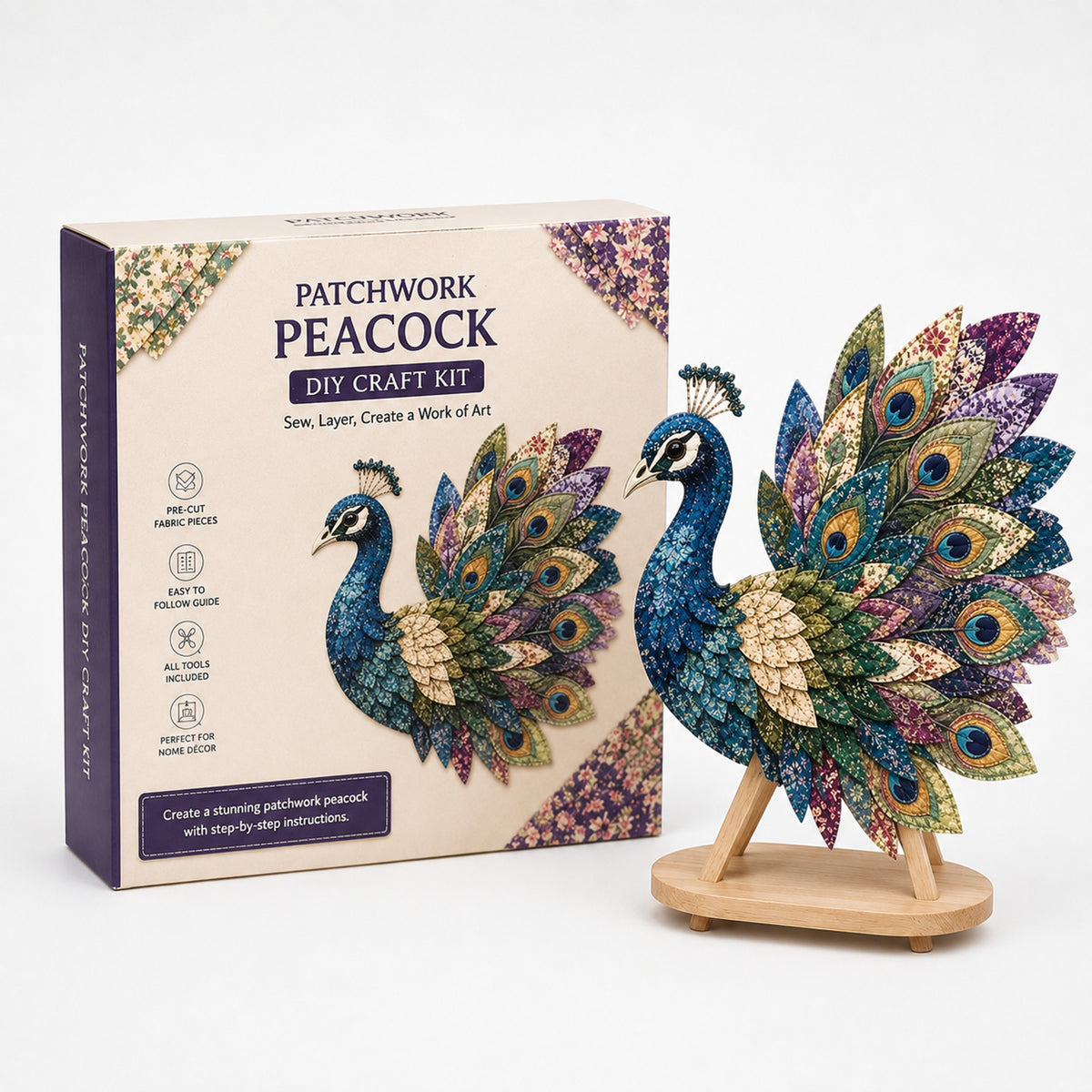 3D Fabric Patchwork Bird Kit By Wingmend No-Sew Craft With Real Raised Texture - Image 2