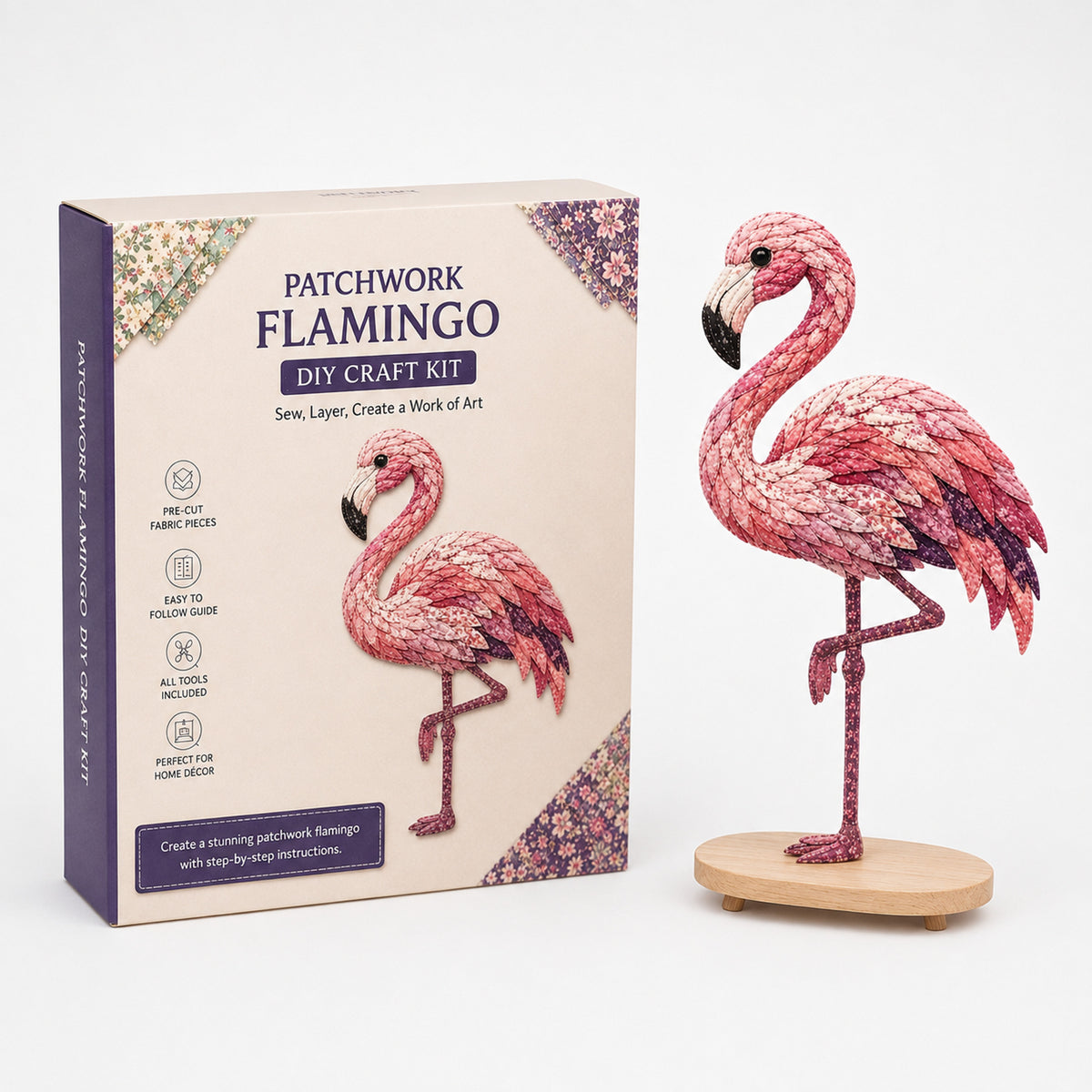 3D Fabric Patchwork Bird Kit By Wingmend No-Sew Craft With Real Raised Texture - Image 8