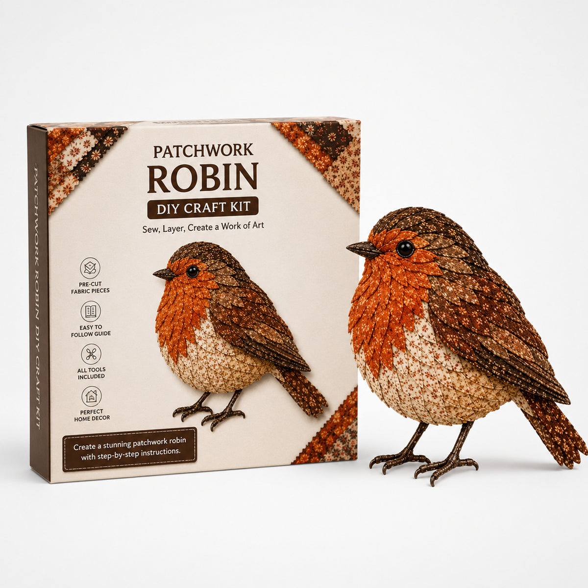 3D Fabric Patchwork Bird Kit By Wingmend No-Sew Craft With Real Raised Texture - Image 15