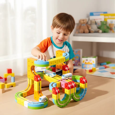 3D Train Building Set For Kids Stem Toy With Modular Tracks And Rechargeable Engine - Image 4