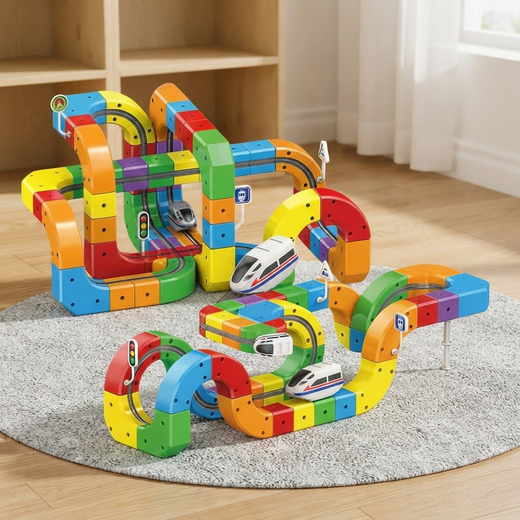 3D Train Building Set For Kids Stem Toy With Modular Tracks And Rechargeable Engine - Image 7
