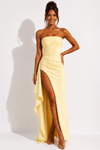 NOVA | Women's Strapless Maxi Dress – High Split Bodycon Evening Gown