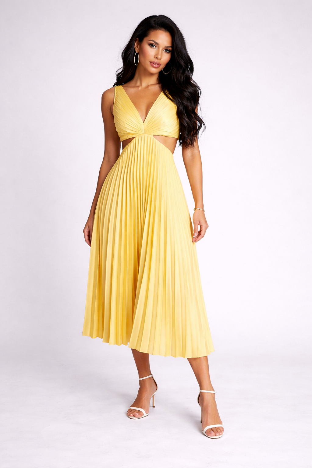NOVA | Women’s Pleated Midi Dress – Elegant Flowing Dress for Events