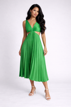 NOVA | Women’s Pleated Midi Dress – Elegant Flowing Dress for Events
