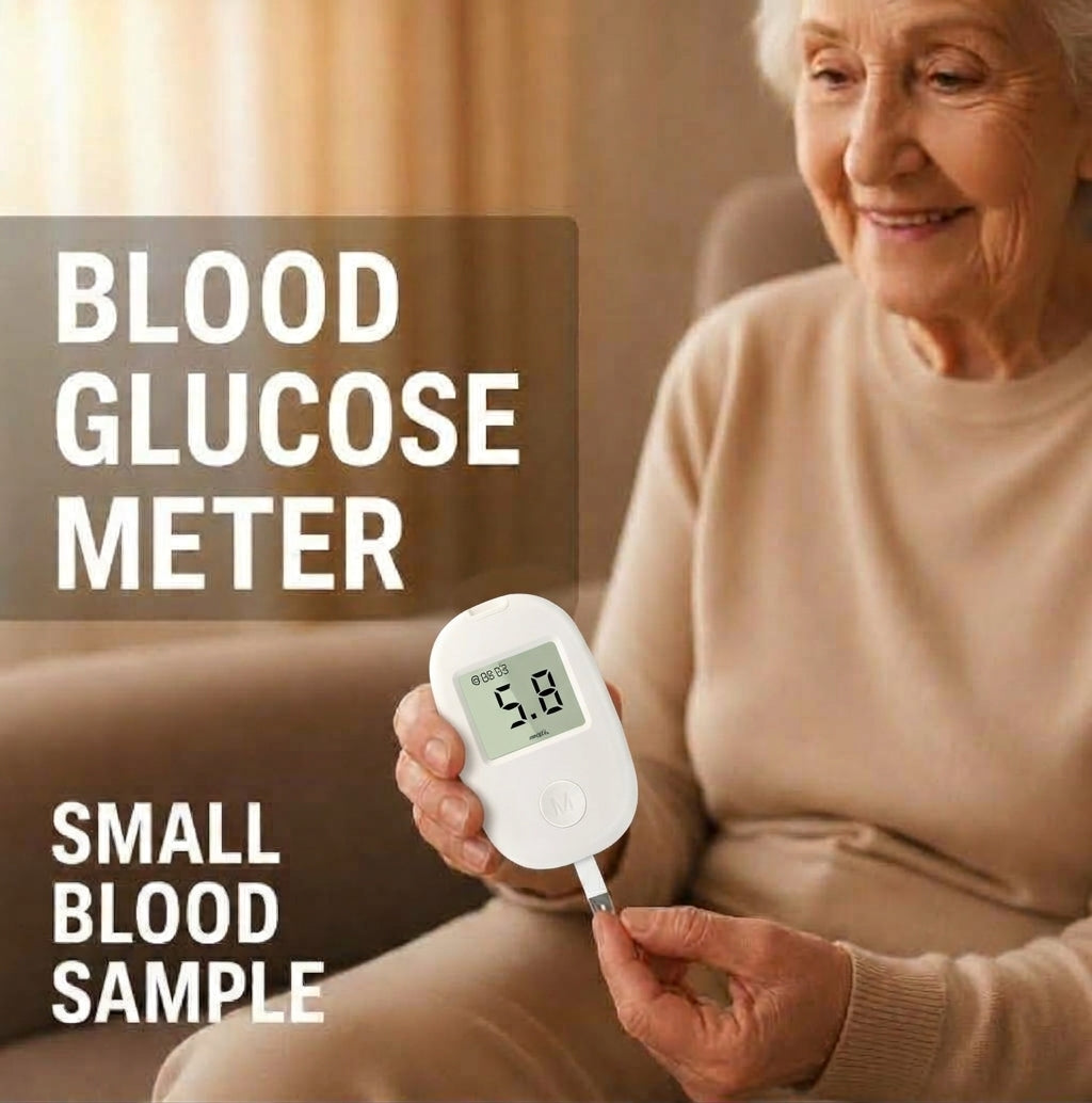 Portable Blood Glucose Meter with Digital Display and One-Button Testing