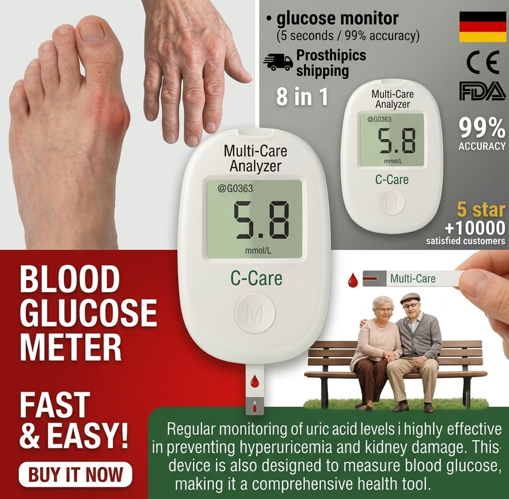 Portable Blood Glucose Meter with Digital Display and One-Button Testing
