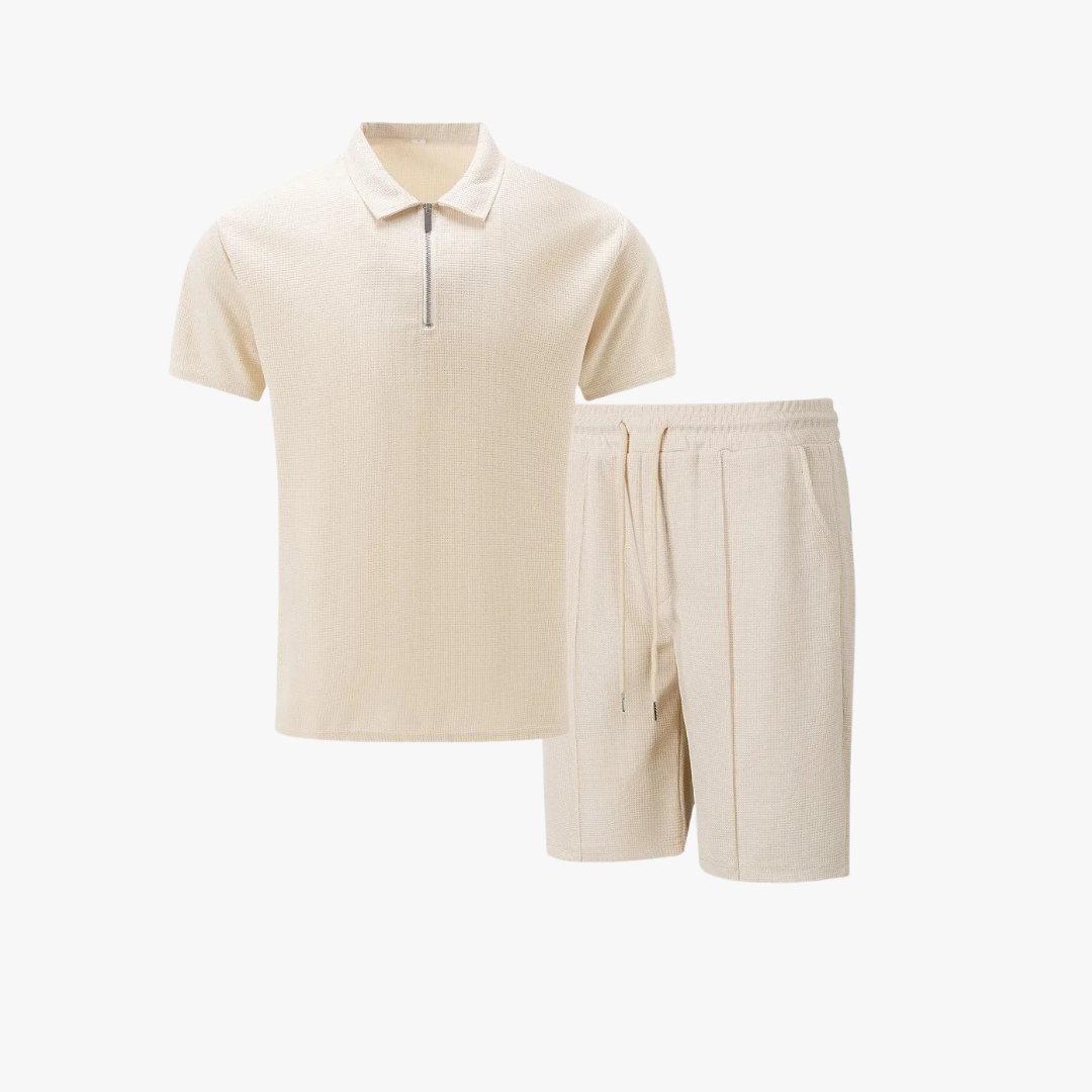 Men's Breathable Cotton Co-Ord Set | Relaxed Fit Polo Shirt and Shorts for Summer 1