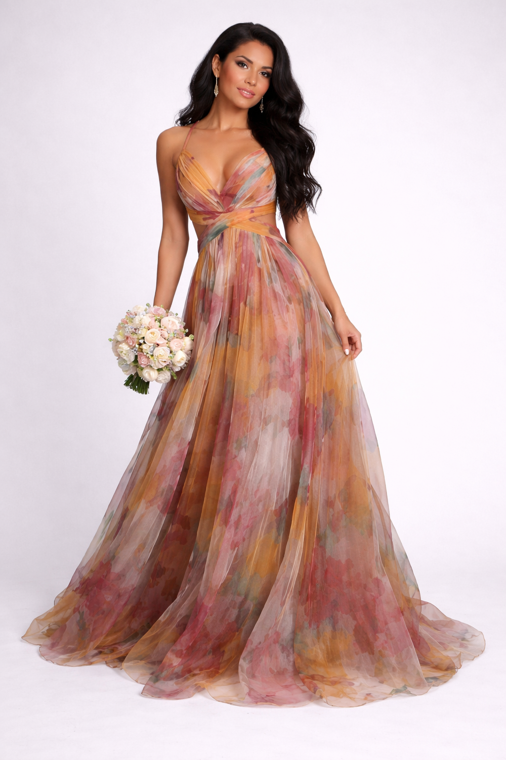 NOVA | Women’s Floral Maxi Dress – Spring Summer Long Dress with Tie Back