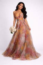 NOVA | Women’s Floral Maxi Dress – Spring Summer Long Dress with Tie Back