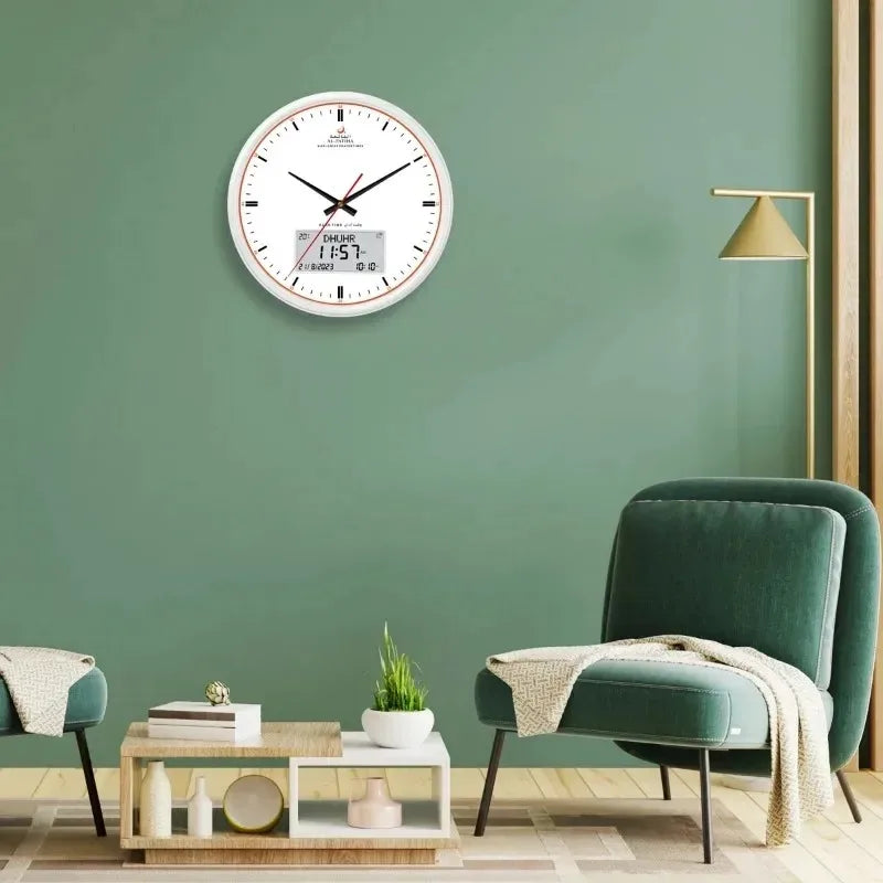 Prayer Time Clock With Analogue Hands And Digital Display