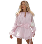 Women's Mini Dress with Sculpting Silhouette and Lace-Up