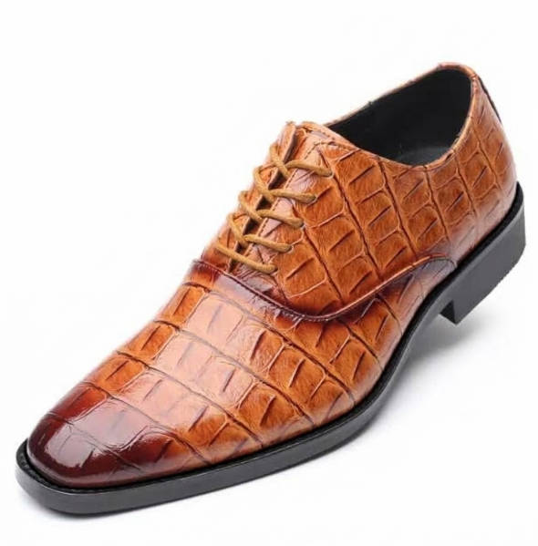 Dress Shoes with Cushioned Leather Lining and Croc Embossed