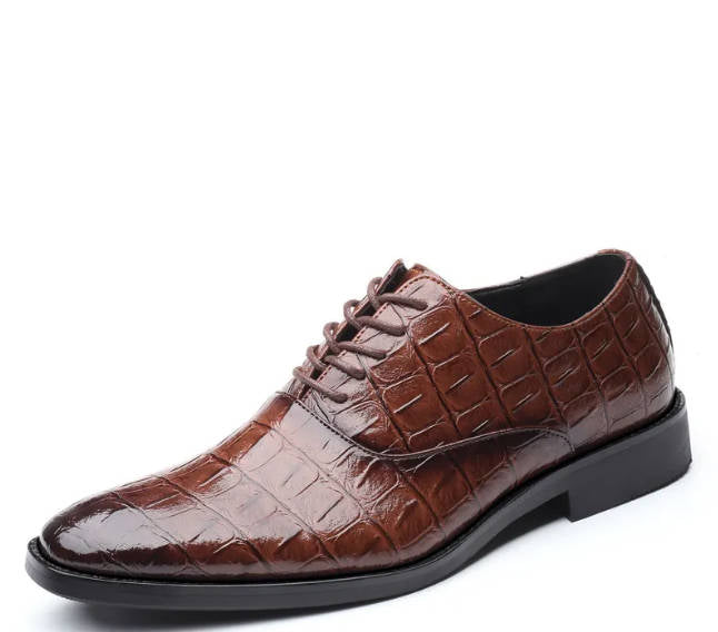 Dress Shoes with Cushioned Leather Lining and Croc Embossed