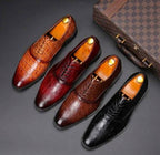Dress Shoes with Cushioned Leather Lining and Croc Embossed