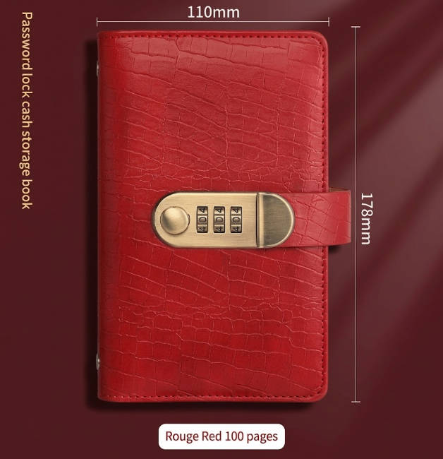Vaultara Combination Lock Savings Notebook With A6 Croc-Embossed Cover