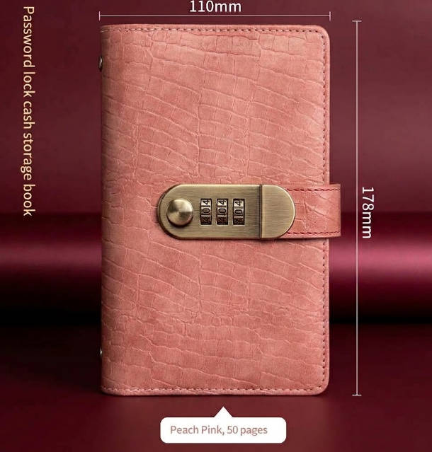 Vaultara Combination Lock Savings Notebook With A6 Croc-Embossed Cover