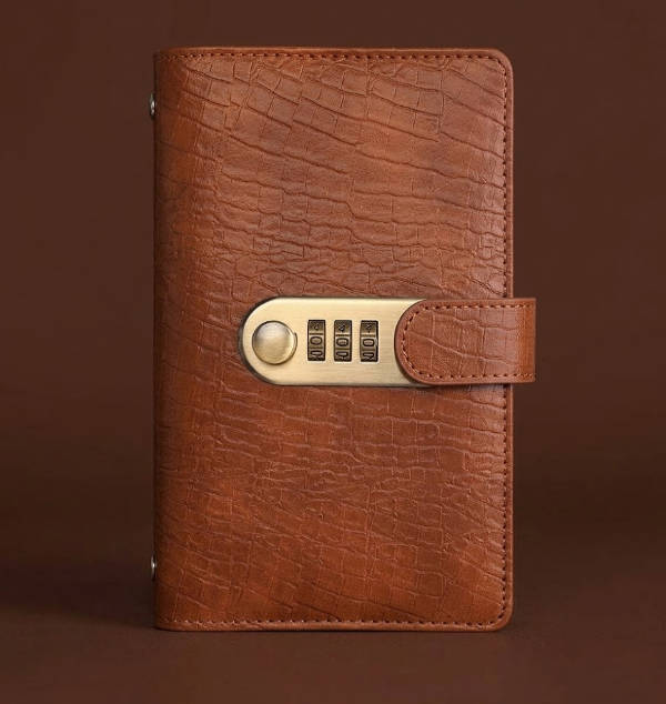 Vaultara Combination Lock Savings Notebook With A6 Croc-Embossed Cover