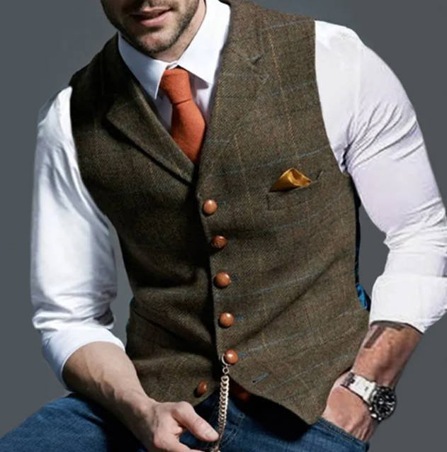 Men's Vest with Supportive Tailored Fit and V-Neckline