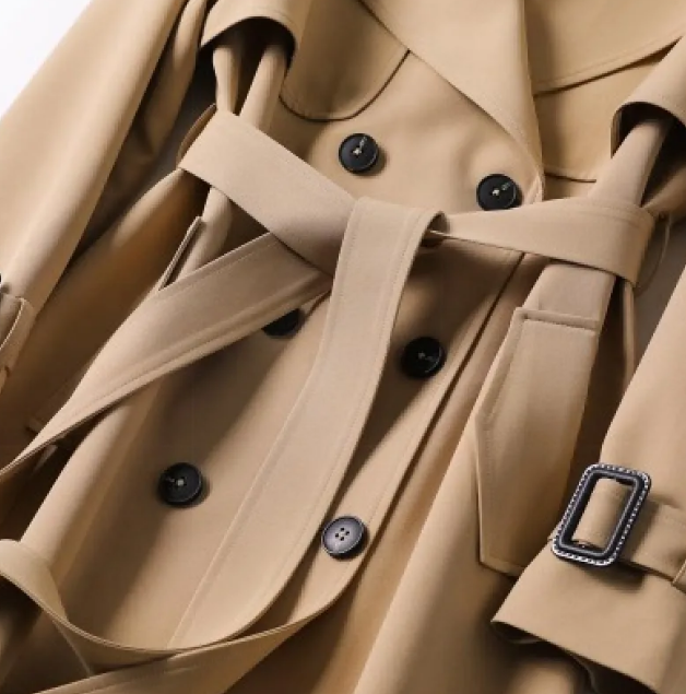 Women's Trench Coat with Streamlined Longline Fit and Double-Breasted Front