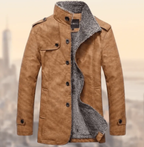 Suede Overcoat with Streamlined Tailored Fit and Epaulette Shoulders