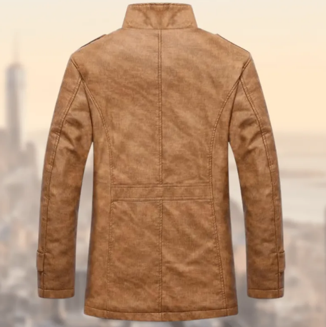 Suede Overcoat with Streamlined Tailored Fit and Epaulette Shoulders