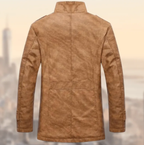 Suede Overcoat with Streamlined Tailored Fit and Epaulette Shoulders