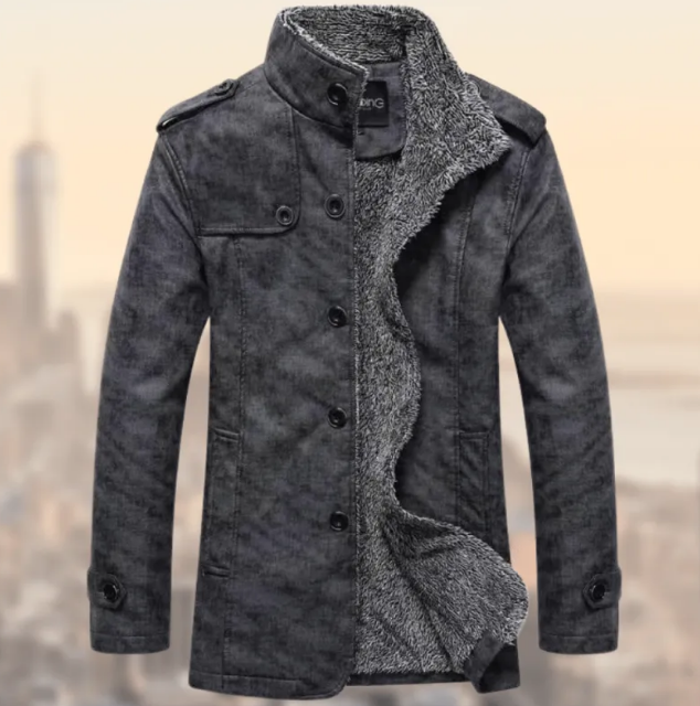 Suede Overcoat with Streamlined Tailored Fit and Epaulette Shoulders