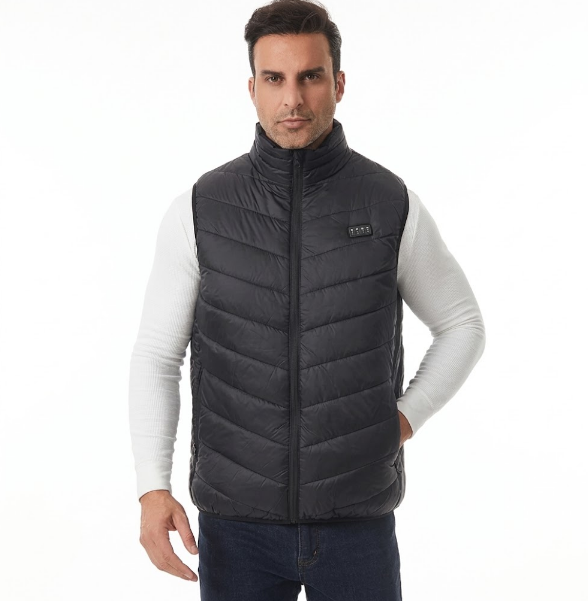 Heated Vest With Rechargeable Battery And Quilted Design Featuring Integrated Heating Zones