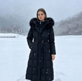Women's Long Puffer Coat With Fur-Trimmed Hood And Quilted Padded Design For Winter