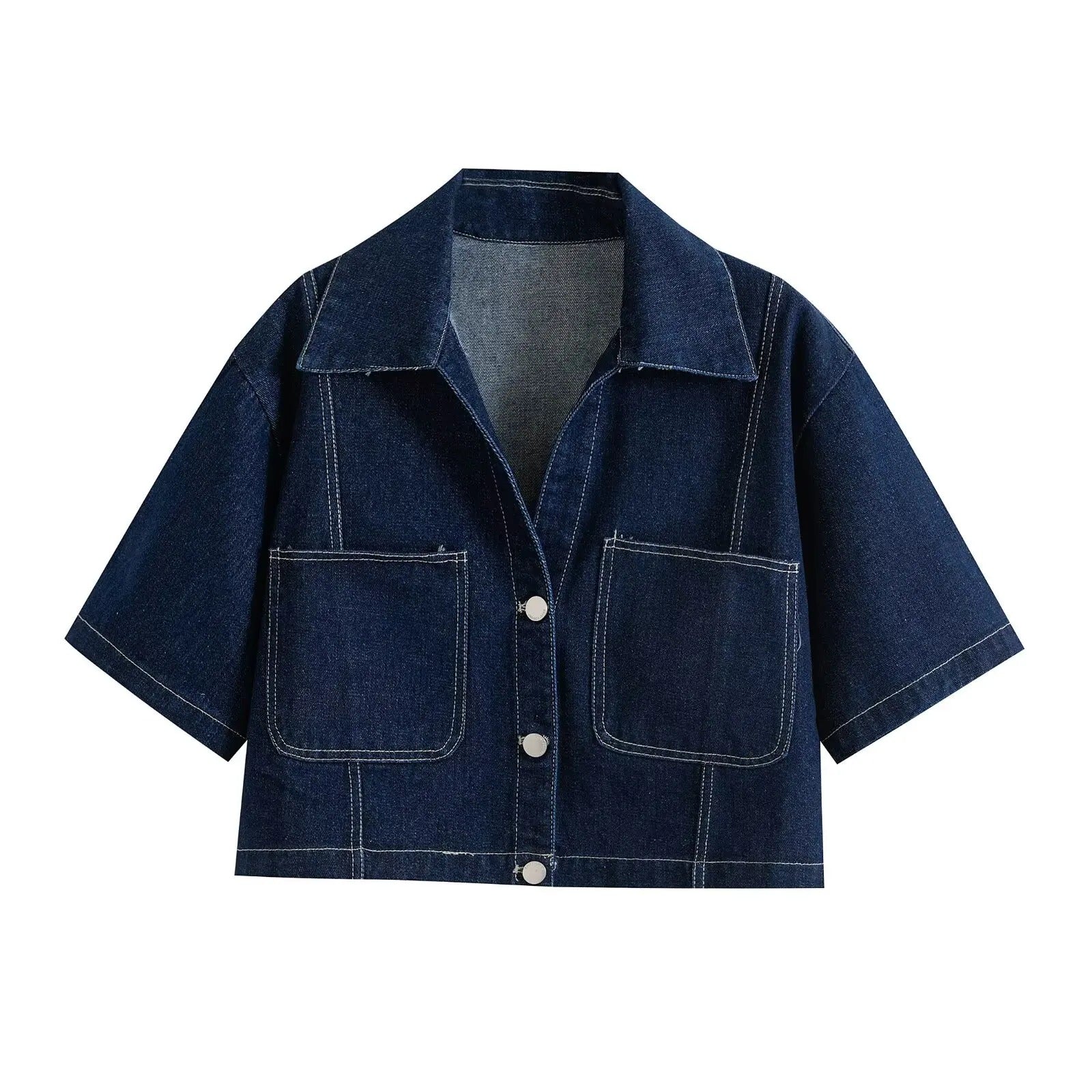 NOVA | Women's Cotton Blend Denim Two Piece Set | Relaxed Crop Top and Mini Skort Outfit