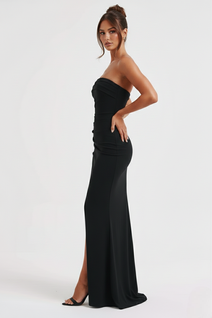NOVA | Women's Strapless Maxi Dress – High Split Bodycon Evening Gown
