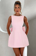NOVA | Women's Elegant A-Line Mini Dress | Sophisticated Pearl Trim Summer Cocktail Dress