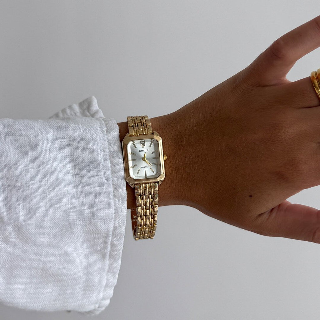 NOVA | Montre bracelet dorée pour femme – Montre élégante à cadran carré