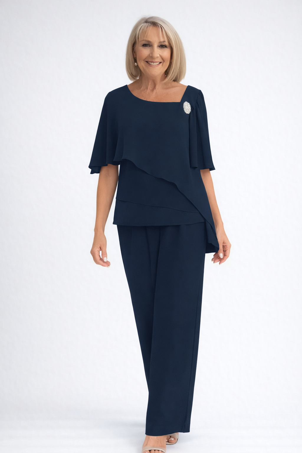 NOVA | Women's Lightweight Two-Piece Overlay Set | Elegant Navy Formal Outfit
