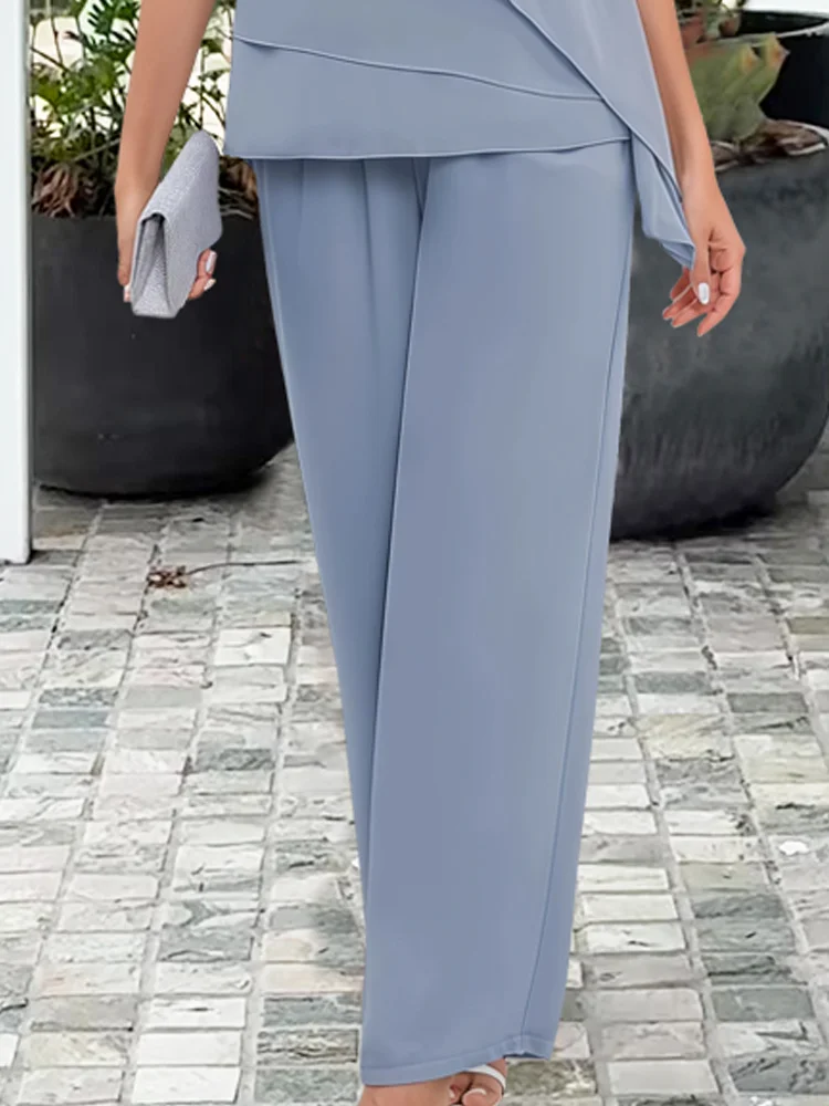 NOVA | Damski lekki zestaw dwu-częściowy z nakładkami | Elegancki granatowy strój formalny