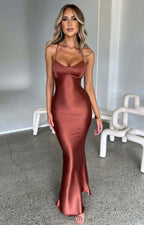 NOVA | Women's Blue Bodycon Midi Dress – Strappy V-Neck Elegant Fit