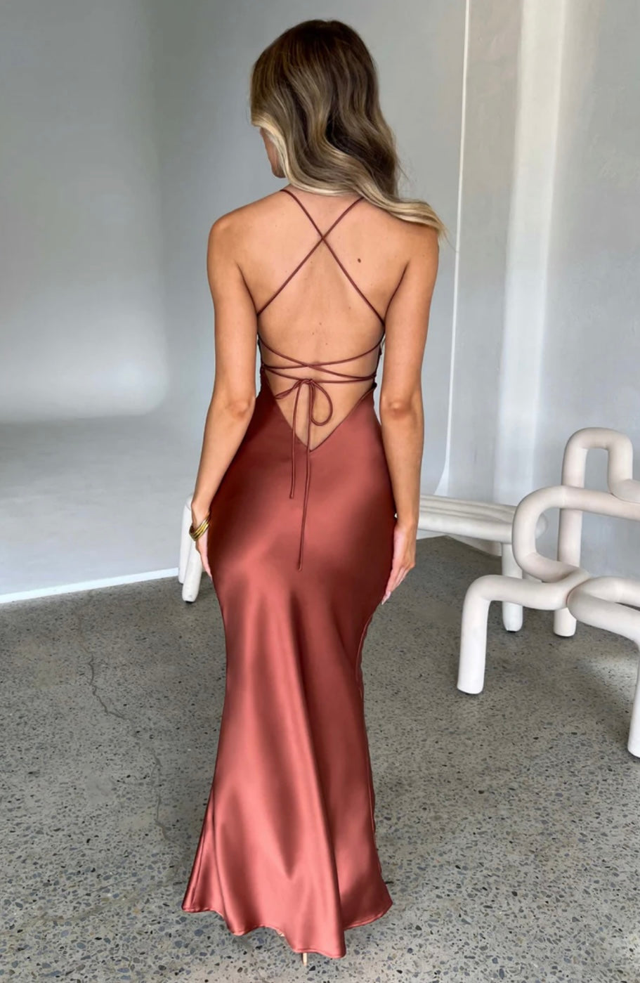 elegant strappy v neck dress AiiRZ Women's Sage Green Satin V-Neck Strappy Maxi Dress Elegant Bustier Style Evening Party Summer Wedding Guest Formal Sleeveless Long Dress,M