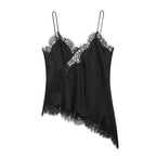 NOVA | Women's Smooth Silk Cami Top | Elegant Asymmetric Lace Trim Design