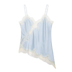 NOVA | Women's Smooth Silk Cami Top | Elegant Asymmetric Lace Trim Design