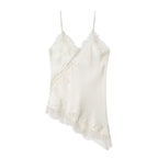 NOVA | Women's Smooth Silk Cami Top | Elegant Asymmetric Lace Trim Design