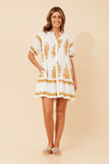 Women's Soft Cotton Mini Dress | Chic White Bohemian Summer Dress 0