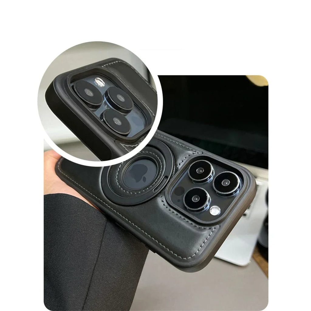 Adds Functionality Leather Magsafe Case With Fold-Out Ring Stand - Image 7