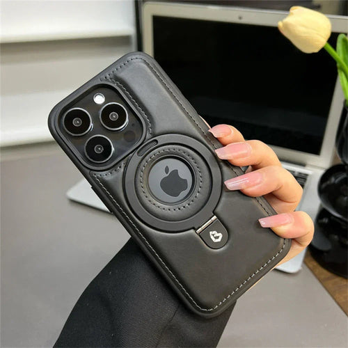 Adds Functionality Leather Magsafe Case With Fold-Out Ring Stand - Image 2