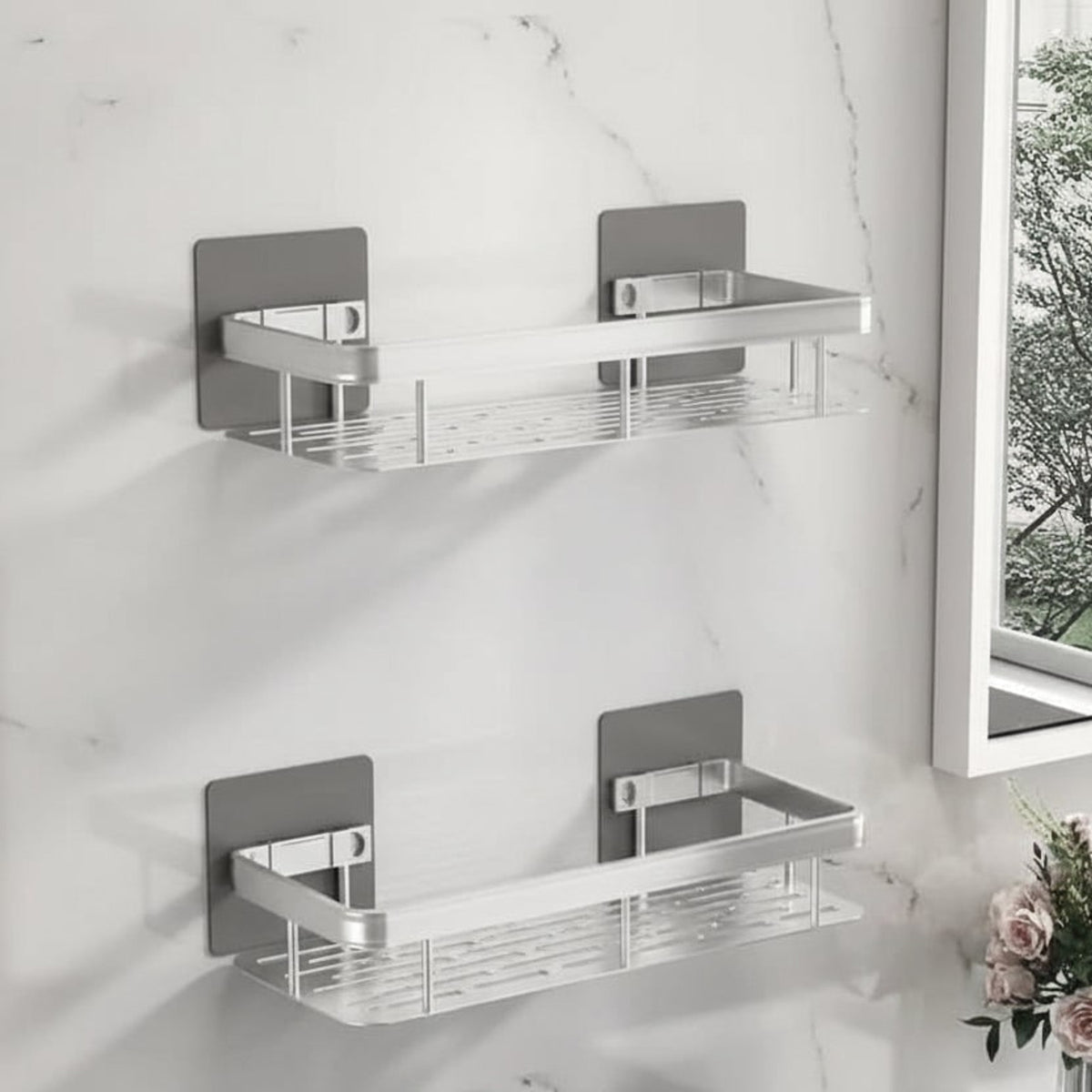 Adhesive Bathroom Shelf Drill-Free Shower Caddy For Shampoo And Toiletries - Image 9