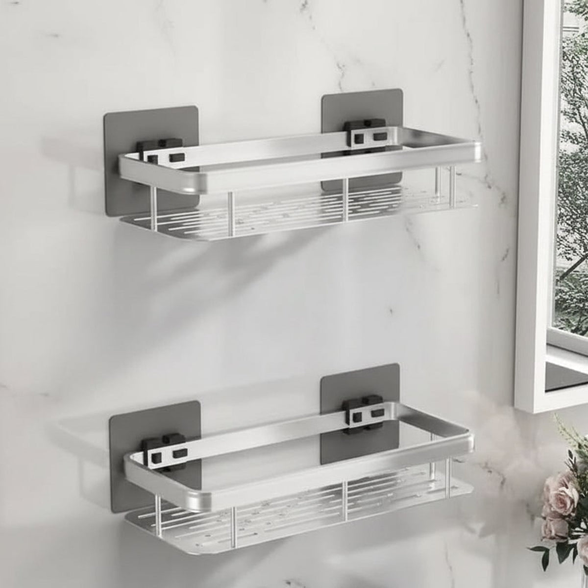Adhesive Bathroom Shelf Drill-Free Shower Caddy For Shampoo And Toiletries - Image 7